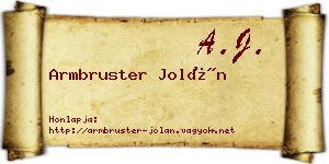 Armbruster Jolán névjegykártya